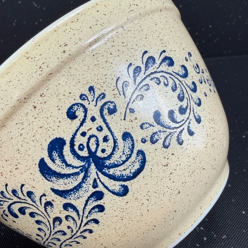 Pyrex Homestead Mixing Bowl 401 750ml Tan Speckled Blue Floral Vintage 6 Inch